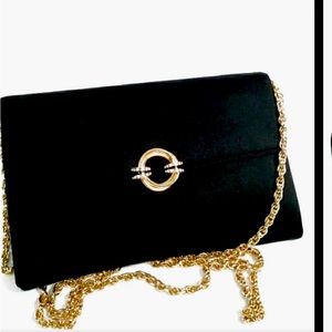 RODO Italy black Chain Strap Purse/Swarovski crystals clasp /NWOT